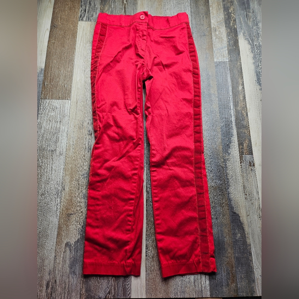 Janie And Jack Size 10 Red Trouser Pants Tuxedo Stripe Red Adjustable Waist